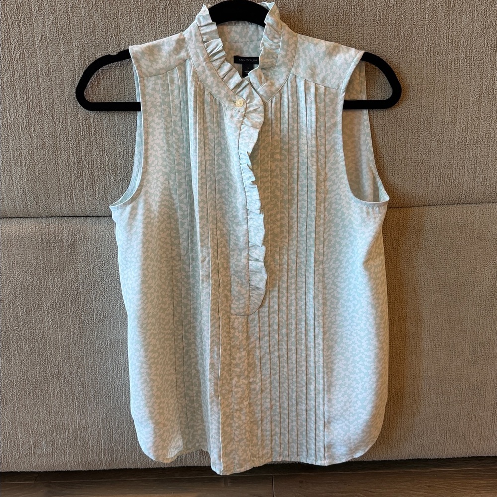 Ann Taylor Mint Ruffle Blouse